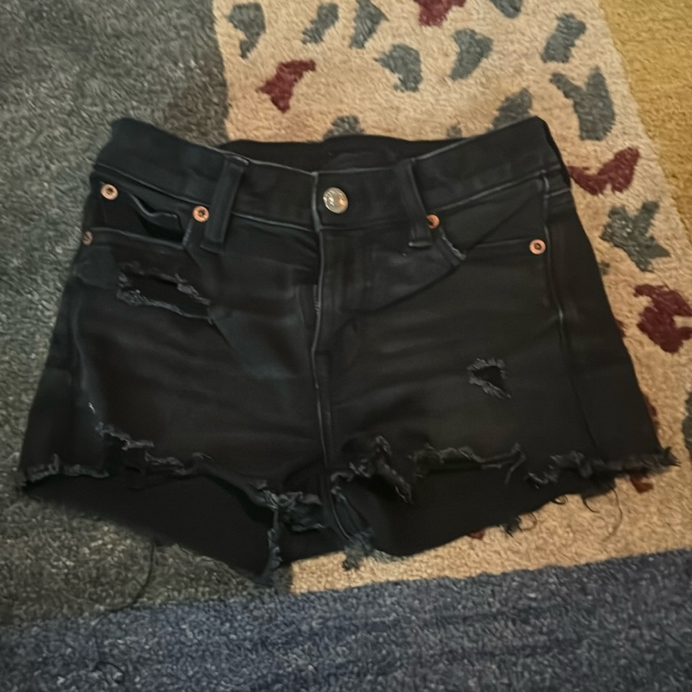 cute black american eagle next level stretch jean shorts size triple 000